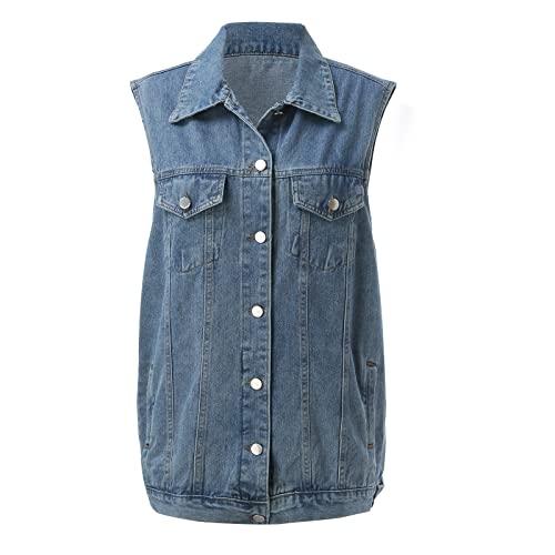 Chaleco vaquero largo de entretiempo con diseño oversized holgado perfecto como ropa de calle 5