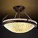 Justice Design GLA-9681-35-WHTW-DBRZ Veneto Luce Ring - 3 Light Semi-Flush Mount with Round Bowl Whitewash Venetian Glass, Finish Color: Dark Bronze, Lamping Type: Incandescent