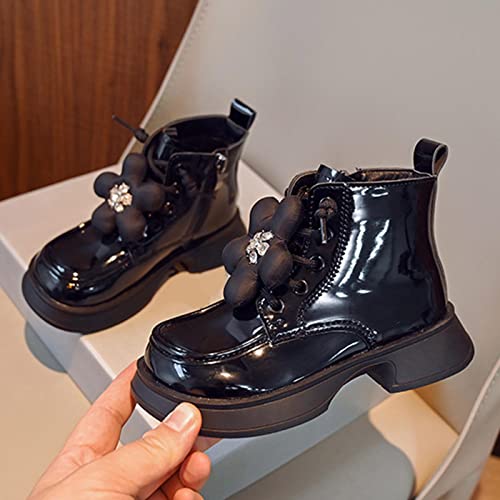 Kids Ankle Boots Girls Boys Chunky Low Heel Booties Side Zipper Fashion Outdoor Shoes Comfortable Dress Booties (Black, 5-5.5 Years Little Child)2