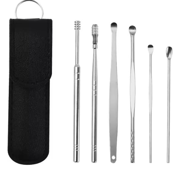 6PCS Ear Cleaning Tool Set Reusable Earpick Sticks with Spoon Tips Manual Ear Cleaner Accessories for Personal Care