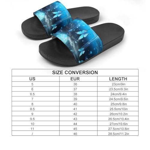 Psychedelic Teal Butterfly Full Moon Non Slip Slides Sandals for Women Men Quick Drying Shower Shoes for Bathroom Pool Beach2