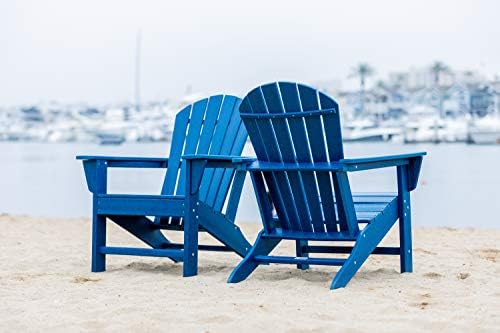 LuXeo LUX-1518-NAVY(2 Pack) Hampton Adirondack Chair, 2-Pack, Water-Resistant, Plastic, Navy