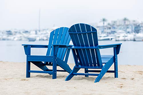 Luxeo Lux-1518-Navy(2 Pack) Hampton Adirondack Chair, 2-Pack, Water-Resistant, Plastic, Navy #TOP26