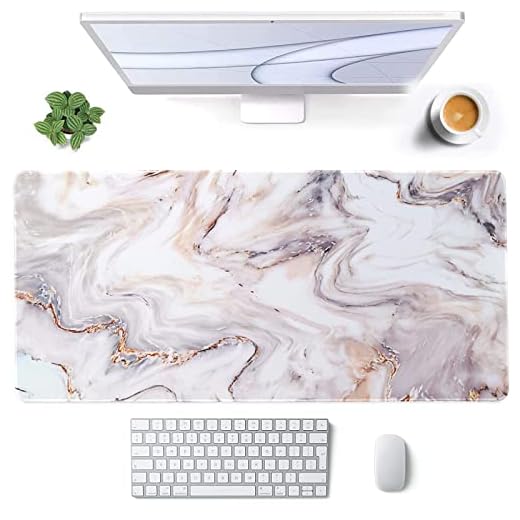 Anyshock Desk Mat, Extended Gaming Mouse Pad 35.4" x 15.7" XXL Keyboard Laptop Mousepad with Stitched Edges Non Slip Base, Water-Resistant Computer Desk Pad for Office and Home (Platinum Marble)