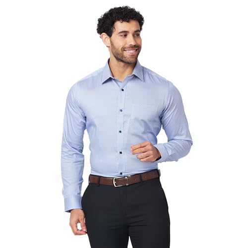 Image of Raymond Men's Slim Fit Pure Cotton Print Pattern Semi Cutaway Collar Full Sleeve Formal Shirt