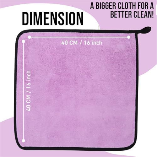 Image of Btag Microfiber Cleaning Cloth, 40x40 cms 600 GSM | Highly Absorbent,Lint and Streak Free, Multi-Purpose Wash Cloth for Kitchen,Car,Window,Stainless Steel,Silverwear(Lavender 40x40cms) Pack of 2