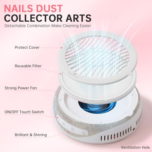 Recolector de polvo para uñas inalámbrico y portátil miniatura 4