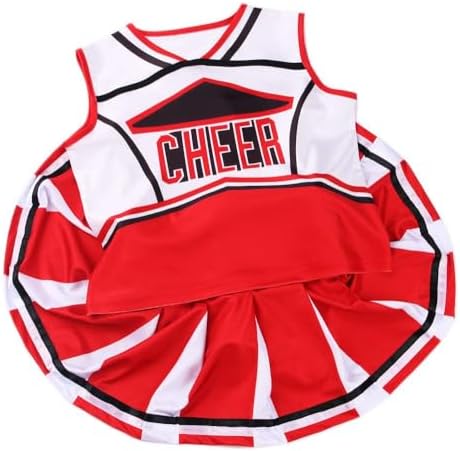 yolsun Cheerleader Costume for Girls, Kids Cheerleading Outfit, Child High School Cheer Leader Dress Up Halloween Party