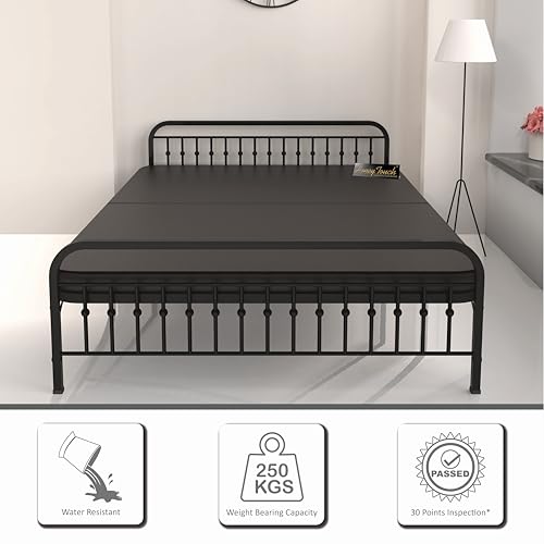 Image of Honey Touch Nova Folding Queen Size Bed with Ortho Tri Layer Mattress | No Assembly Required | Foldable Bed for Sleeping /Guests /Rented Apartments /Bedroom(5x6.25ft, Black)