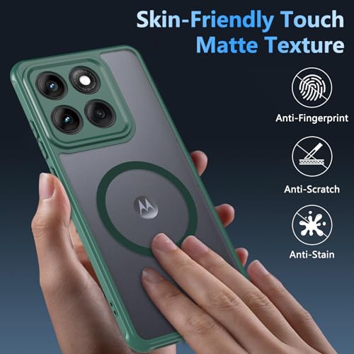Image of For Motorola Edge 2025 Case,Magnetic [38 N52 Magnets] Military Grade Drop Protection moto edge 2025 case-Full Camera Protection Slim Matte Anti-Slip Phone Cover Protector For Motorola Edge 2025,Green