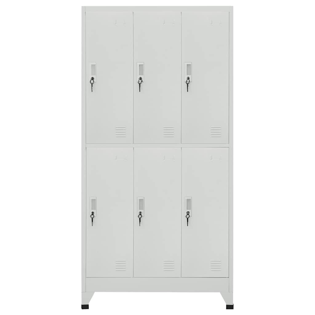 Armoire Casier 6 Compartiments Acier 90x45x180 cm Grise