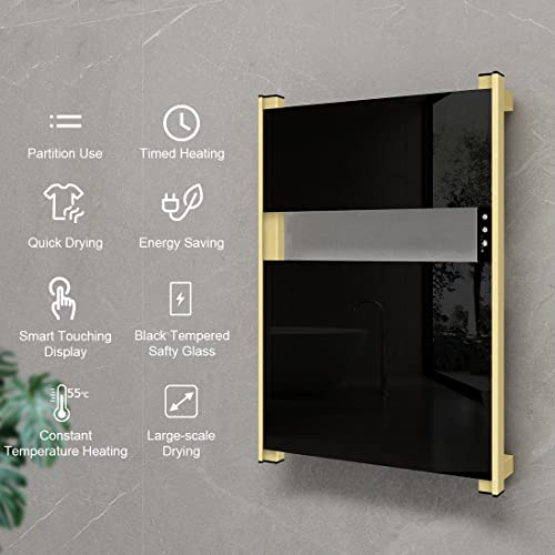 Evokor Heated Towel Rack For Bathroom, Towel Warmer With Timer Wall Mounted, Electric Towel Warmers, Bath Towel Heater With Black Tempered Safty Glass, Graphene, Towel Drying Rack- 26.8 X18 Inch #TOP1