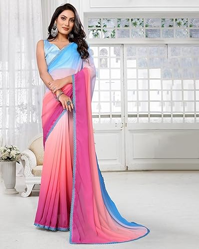 Image of Avantika Fashion Women's Amazing Plain Georgette Saree With Blouse Piece