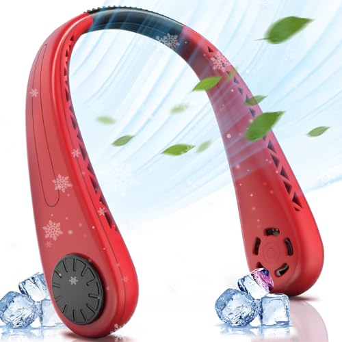 NinetinGel Neck Fan,Portable bladeless neck fan,for Indoor Outdoor Travelling,USB Rechargeable Personal Fan, Rechargeable, Headphone Design,3 Speeds Operated Adjustable,neck fans for keeping cool