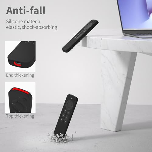 Hi Color Silicone Cover Compatible with Apple TV Siri Remote 3rd 2023 Shockproof Protective Case for Apple TV 4K 2nd 2021 Remote Sleeve with Lanyard(Black)