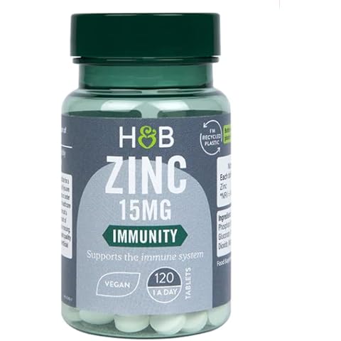 Holland and Barrett Zinc 15mg 120 Count | Zinc Supplements | Suitable for Vegetarians Cover