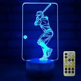 FlyonSea Baseball Night Light with Auto-Off Timer, 7 Colors Changing Smart Touch & Remote Control Dimmable Bedside Lamp, Sports Desk Decor Birthday Xmas Gifts for Boys Kids Baseball Fans