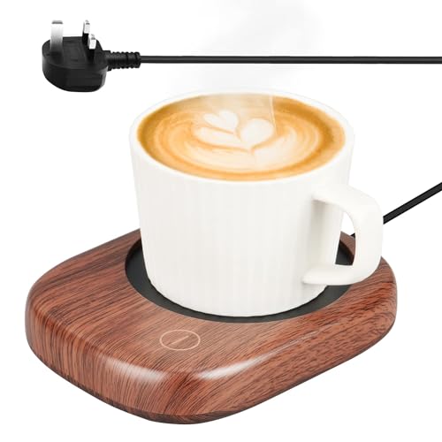 Coffee Mug Warmer, Smart Electric Cup Warmer with 3 Temperature Settings & Auto Shut Off, Mug Warmer for Coffee/Cocoa/Milk/Tea/Water Warmer for Desk Office Home, Heated Diameter:3.5In(UK Plug, No Mug)