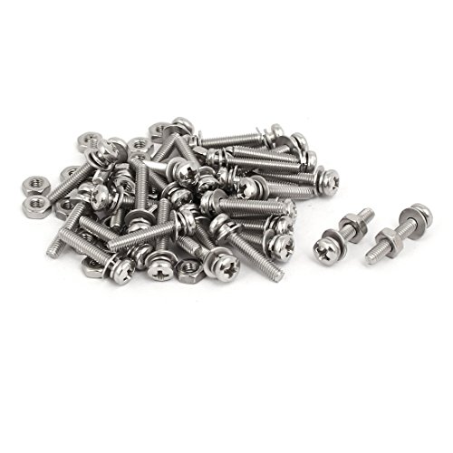 M2.5x14mm 304 ステンレススチール フィリップス なべ頭ボルト ネジナット ワッシャー 35セット (fdb3bb4ff530c1450bce65895f540317)