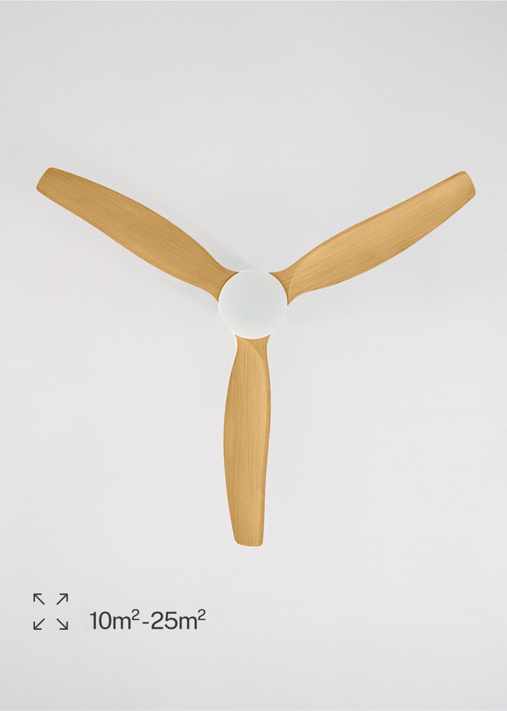 CREATE / WINDCALM M/Ventilatore da soffitto ABS con luce verde sage pale effetto legno chiaro e telecomando / 40W, Silenzioso, Ø132 cm, 3 temperature di luce, temporizzatore, funzione estate-inverno