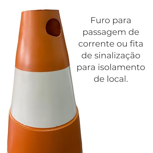 Kit 2 Cone de Sinalização para Trânsito Estacionamento EPI Segurança Laranja e Branco