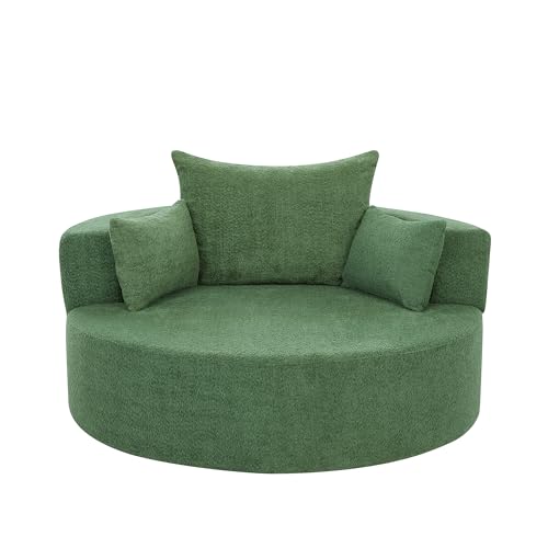 Sillón con base giratoria 360° y tapizado chenille verde miniatura 4