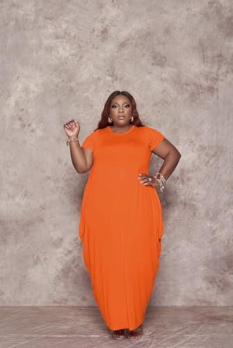 Image of YeGine Oversize Tshirt Dress Plus Size Short Sleeve Maxi Dress with Pockets