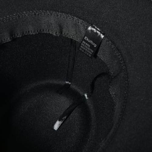 Image of Classic Western Cowboy Hat Cowgirl Hat Unisex Men's & Women's Wide Brim Felt Fedora Hat Flat Top with Buckle Belt