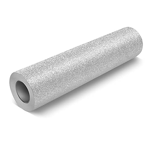 VViViD Glitter Silver DECO65 Permanent Adhesive Craft Vinyl Roll for Cutting Signs & Creative Projects (15ft x 1ft)