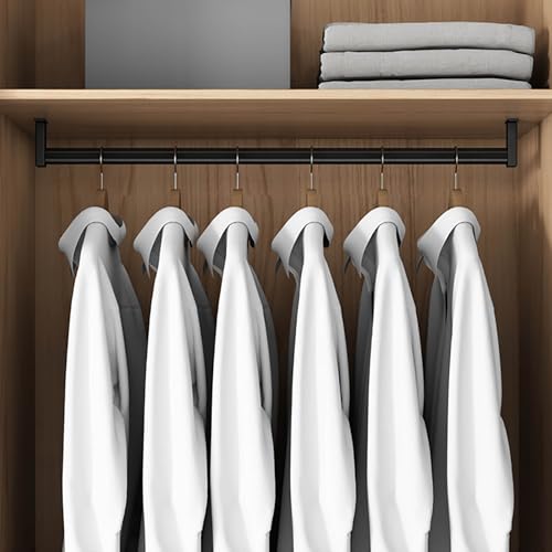 Barra ajustable para ropa de armario de 4080 cm, tubo colgante con amortiguador, perfecto para nizing ropa, zapatos y accesorios, duradero y fácil de instalar