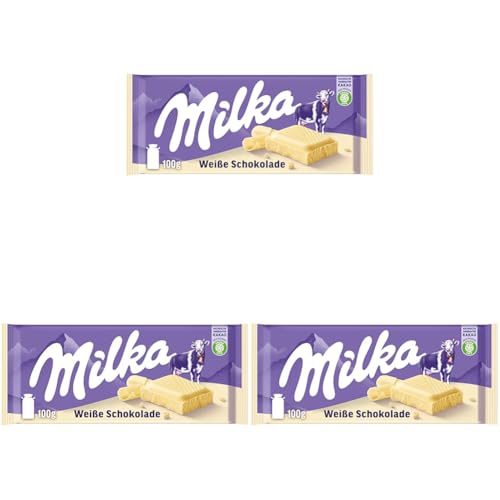 Milka Tableta de Chocolate Blanco de los Alpes 100g (Paquete de 3)