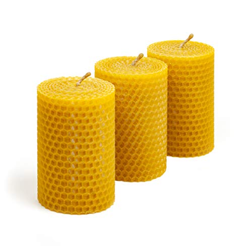 Beeswax Candle Set of 3 Handmade Candles Best for Gift and Home Decor 100% Pure Quality (Size 3.34×2.16 in)