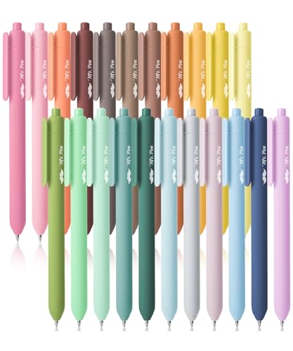 Mr. Pen - Penne gel retrattili, confezione da 22, penne gel a inchiostro colorato, punta fine, 6 pastello, 6 Morandi, 5 vintage chiaro, 5 penne scure, penne retrattili, penne graziose, penne estetiche