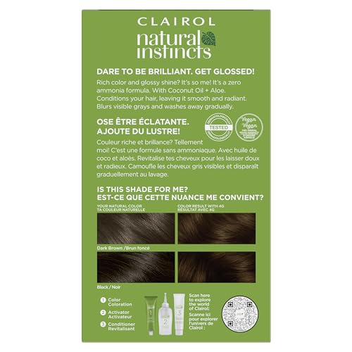 Image of Clairol Natural Instincts Demi-Permanent Hair Dye, 4G Dark Golden Brown | Ammonia‑Free, Vegan Hair Color with Coconut Oil & Aloe Vera | Pack of 3