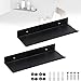 JUNMEIDO 2 Stück Schweberegal Wand Wandboards 30CM Wandregal Wohnzimmer Hängeregal Metallregal wandregal schwarz metallBadezimmerablagen Regal für Dekos, Bilderrahmen, Badezimmer, Küche