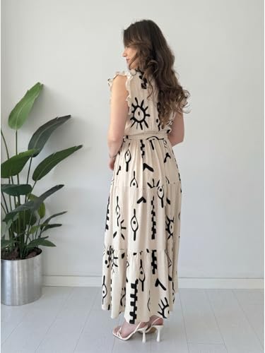 Image of Modestouze Attires Dress for Women Western Maxi Style, Indo Western Dresses, One Piece Long Gown, A Line Flared Pattern, Ethnic Look Outfit for Women