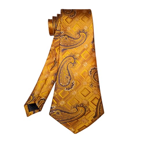 Image of 5PCS Mens Silk Designer Tie, Pocket Square, Cufflinks, Drilled Tie Ring and Lapel Pin Set for Wedding Groom Party