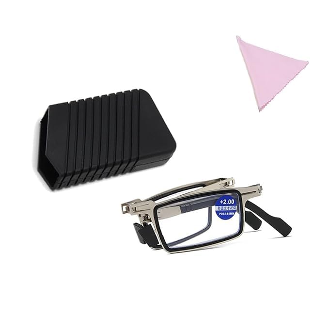 Screwless Ultra-Light Folding Reading Glasses with Case –Anti-Blue Light Compact Eyewear for Men & Women –Portable Rectangular Frame Readers for Middle-Aged & Elderly-image-31
