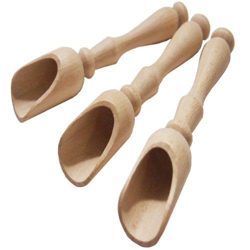 efo Ensemble de 3 Cuillères en Bois à Longs Manches - Cuillères en Bois Polyvalentes - Pelles à Sel et à Épices en Bois – Cuillère à Sel de Bain Rustique - Cuillère à Graines en Bois - taille 3 x 14cm