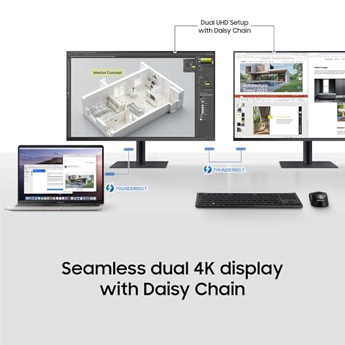 Image of Samsung 32 Inch Professional Monitor with 4K UHD Resolution and Thunderbolt 3, 1 Billion Color Support, HDR10, Game Mode, Daisy Chain, Display Port, HDMI, USB Ports (LF32TU870VWXXL, Dark Blue Gray)