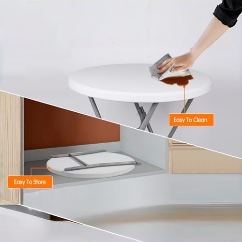 Vampire Killer 2PCS Folding Cocktail Table - 28in Folding Round High Top Indoor Outdoor with Removable Legs, Tall Bistro Foldable Bar Height Table for Parties, Patio, Backyard, Dining, Wedding, White by Vampire Killer - Used condition - Image 5