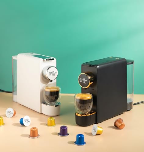 Image of THE BEAN CO Roasters Coffee Capsule Machine with 40 Coffee Pods Assorted- 19 Bar Espresso Coffee Machine for Home | Nespresso Compatible | Compact Design| White