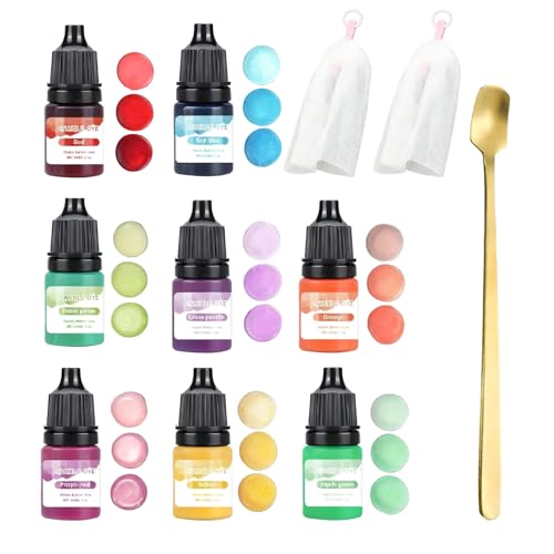 Hyleara Lot de 8 teintures de savon, 5 ml, colorant liquide pour la fabrication de savon, bombes de bain, bougies, parfums d'ambiance, savons