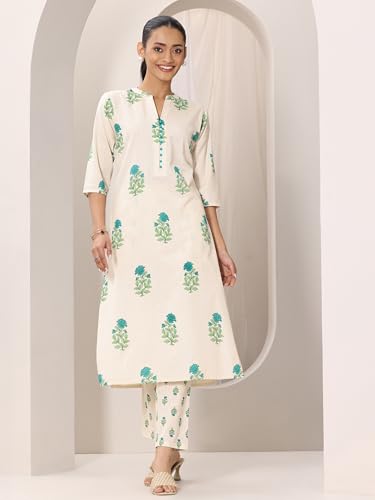 Image of Libas Printed Cotton Straight Kurta with Trouser