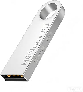 8GB USB Flash Drive, Metal USB 2.0 Thumb Drive with Rugged Waterproof Housing, Silver Memory Stick for PC, Laptop, Computer, Speaker – Portable Storage for Photos, Music, and Files