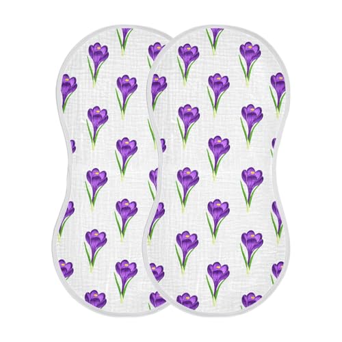 1 Pack Purple Flowers Muslin Burp Cloths Cotton Absorbent Baby Burping Rags for Boys Girls Soft Newborn Burp Bibs, 22 x 11 Inch2