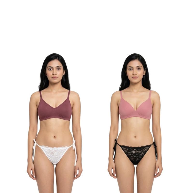 yuvivayrox 2 Pack Women?s Lace Thongs ? Floral, Low Rise Panties G String Briefs (Black-White)-picture-13