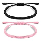 Aucuu Pulseras de la Amistad, Ajustable Pulseras Trenzadas Hecho a Mano, Pulseras Tibetanas y Regalo Budista, Pulsera de Buena Suerte para Amigos, Parejas, Regalo de Graduación