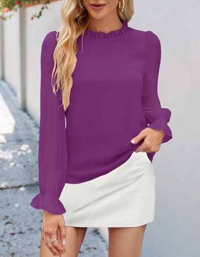 Image of Aifer Womens Blouses Dressy Casual Business Work Shirts Mock Neck Tops