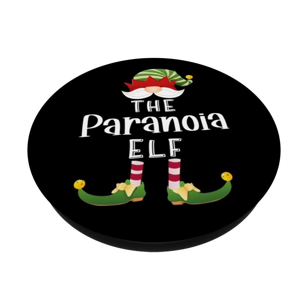 Paranoia Elf Group Christmas Funny Pajama Party PopSockets Swappable PopGrip, Black - Image 2